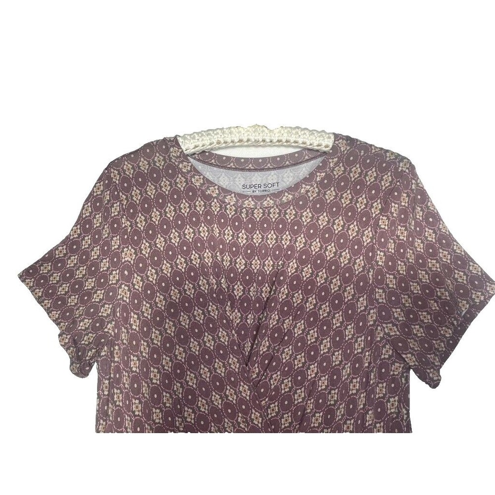 Torrid Mauve Pink Aztec print Waist Overlap Midi Dress Short Sleeve Size L - Picture 3 of 11